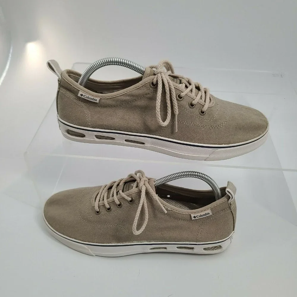 Mens Columbia Lace Up Canvas Casual Shoes Men's Size 8.5 Khaki Moss‎ BM2619-103